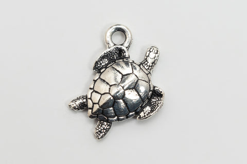 17mm TierraCast Antiqued Silver Sea Turtle Charm #CK899