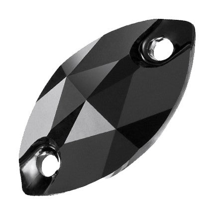 Preciosa 3024 Jet Navette Sew-On Stone (12mm, 18mm)