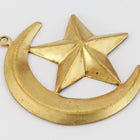 28mm Raw Brass Crescent Moon with Star Charm (2 Pcs) #5489a-General Bead