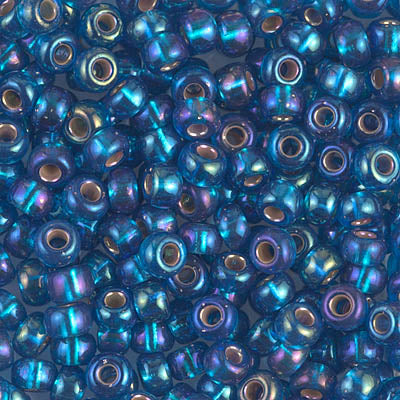 8/0 Silver Lined Capri Blue AB Miyuki Seed Bead (250 Gm) #1025