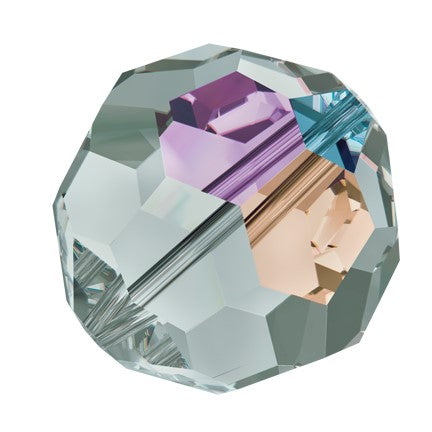 Preciosa 6150 Black Diamond AB Faceted Round Bead (4mm, 6mm, 8mm)