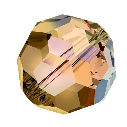 Preciosa 6150 Light Colorado Topaz AB Faceted Round Bead (3mm, 4mm, 6mm, 8mm)