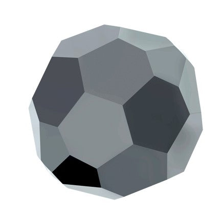 Preciosa 6150 Light Jet Hematite 2X Faceted Round Bead (3mm, 4mm, 5mm, 6mm)