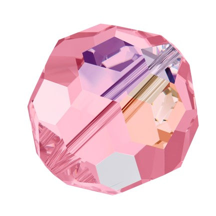 Preciosa 6150 Rose AB Faceted Round Bead (4mm, 6mm)