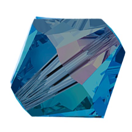 Preciosa 6250 Capri Blue AB 2X Faceted Bicone (4mm, 6mm)