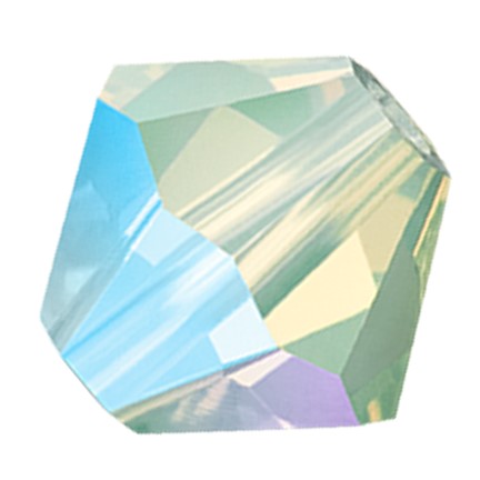 Preciosa 6250 Chrysolite Opal AB Faceted Bicone (4mm, 5mm, 6mm)