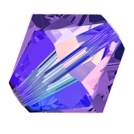 Preciosa 6250 Deep Tanzanite AB 2X Faceted Bicone (4mm, 6mm)