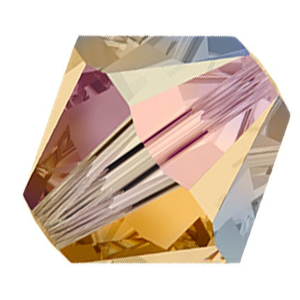 Preciosa 6250 Light Colorado Topaz AB 2X Faceted Bicone (4mm, 6mm)