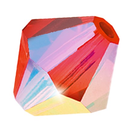 Preciosa 6250 Light Siam AB 2X Faceted Bicone (4mm, 6mm)