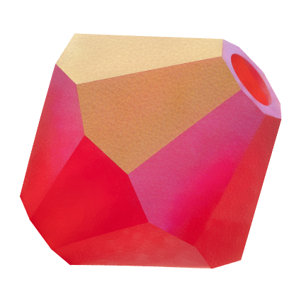 Preciosa 6250 Light Siam AB Faceted Bicone (4mm, 5mm, 6mm)