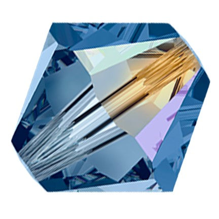 Preciosa 6250 Montana AB Faceted Bicone (3mm, 4mm, 5mm, 6mm, 8mm)