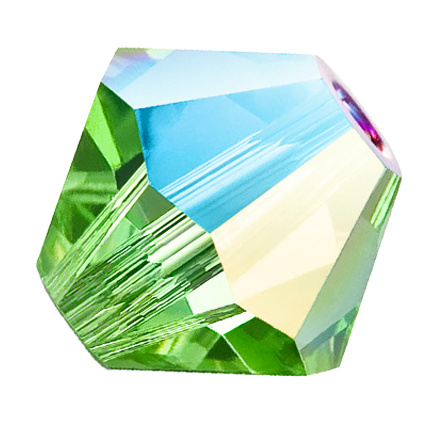 Preciosa 6250 Peridot Glitter Faceted Bicone (3mm, 4mm, 5mm, 6mm)