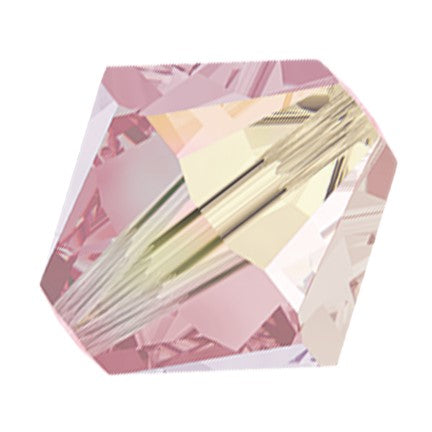 Preciosa 6250 Rose AB 2X Faceted Bicone (4mm, 6mm)