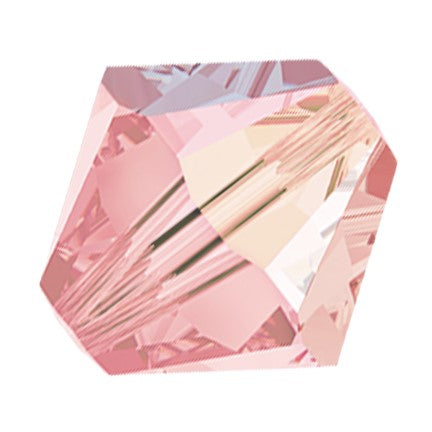 Preciosa 6250 Rose AB Faceted Bicone (3mm, 4mm, 5mm, 6mm)
