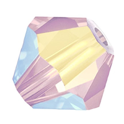 Preciosa 6250 Rose Opal AB 2X Faceted Bicone (4mm, 6mm)