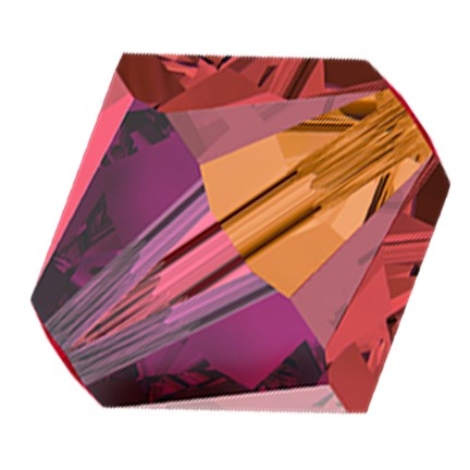 Preciosa 6250 Siam AB 2X Faceted Bicone (4mm, 6mm)