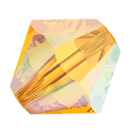 Preciosa 6250 Topaz AB 2X Faceted Bicone (4mm, 6mm)