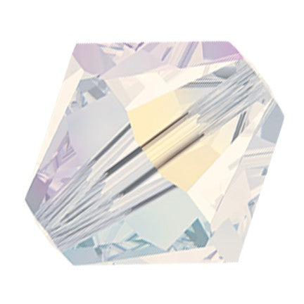 Preciosa 6250 White Opal AB 2X Faceted Bicone (4mm, 6mm)