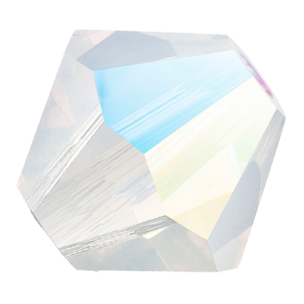 Preciosa 6250 White Opal Glitter Faceted Bicone (4mm, 5mm, 6mm)