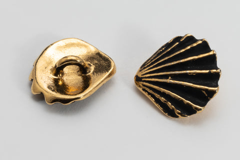 13mm TierraCast Antiqued Gold Scallop Shell Button #CK869