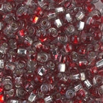 6/0 Sq. Hole Rococo Silver Lined Ruby Crystal Miyuki Seed Bead (250 Gm) #3286