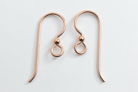 23mm Rose Gold Filled TierraCast French Hook Ear Wire with 2mm Bead #RGJ017
