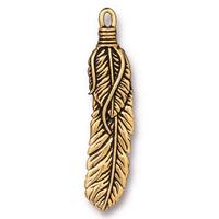 2" Antique Gold TierraCast Feather Charm (10 Pcs) 94-2532