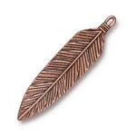 3" Antique Copper TierraCast Feather Pendant #CK894