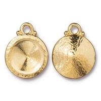 12mm Bright Gold TierraCast Hammered Rivoli Bezel Drop #CK872