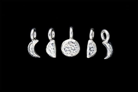 10mm TierraCast Bright Silver Moon Phases Charm Set #CK936