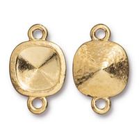 10mm Bright Gold Hammered Cushion Bezel Link #CK879