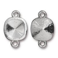 10mm Rhodium Hammered Cushion Bezel Link #CK879