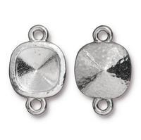 10mm White Bronze Hammered Cushion Bezel Link (10 Pcs) #CK879