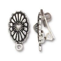 20mm Antique Silver TierraCast Concho Clip-on Earring #CK940