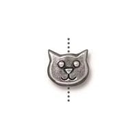 10mm Antique Pewter TierraCast Pewter Cat Face Bead #CK098