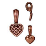 20mm Antique Copper TierraCast Heart Glue Pad Bail (20 Pcs) #CK746