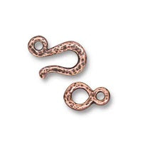 14mm Antique Copper TierraCast Pewter Hammered Hook & Eye Clasp (15 Sets) #CK519