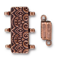 25mm Antique Copper TierraCast Temple 3 Loop Stitch-in Magnetic Clasp (5 Pcs) #94-6253