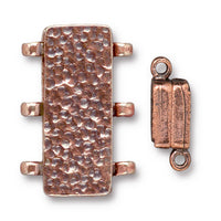 25mm Antique Copper TierraCast Hammertone 3 Loop Stitch-in Magnetic Clasp (5 Pcs) #94-6255