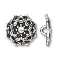 17mm Antique Silver TierraCast Mandala Button (15 Pcs) #CK896