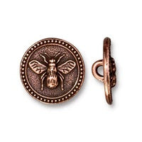 15mm TierraCast Antique Copper Bee Button #CK887