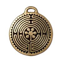 27mm Antique Gold TierraCast Pewter Labyrinth Pendant #CK596