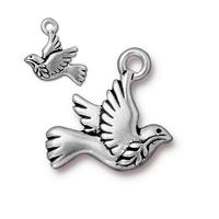19mm Antique Silver TierraCast Peace Dove Charm #CK610