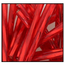 Size 2 Silver Lined Red Twist Bugle (10 Gm, Hank, 1/2 Kilo) #CBM003