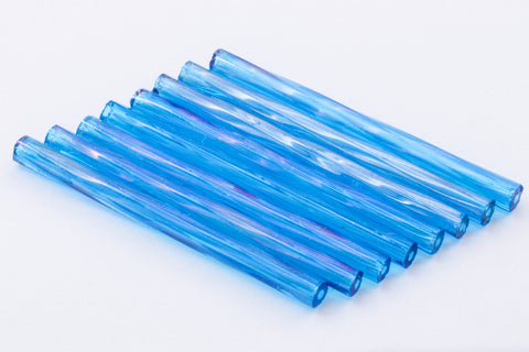 30mm Transparent Aqua Iris Twist Bugle (10 Gm, 40 Gm, 1/2 Kilo) #CBR029