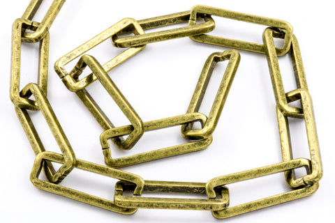 25mm x 9mm Antique Brass Box Paperclip Chain #CC264