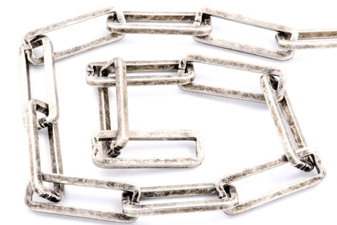 25mm x 9mm Antique Silver Box Paperclip Chain #CC264
