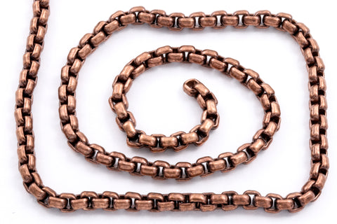3mm Antique Copper Venetian Box Chain #CC265