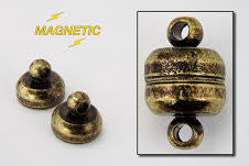 6mm x 11mm Antique Brass Round Magnetic Clasp-General Bead