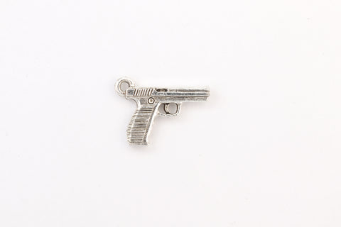 20mm Antique Silver Handgun Charm #CMA703